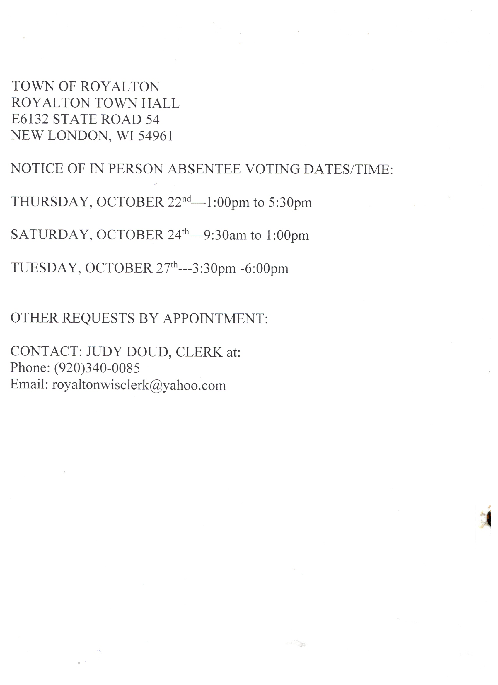 In Person Absentee Voting